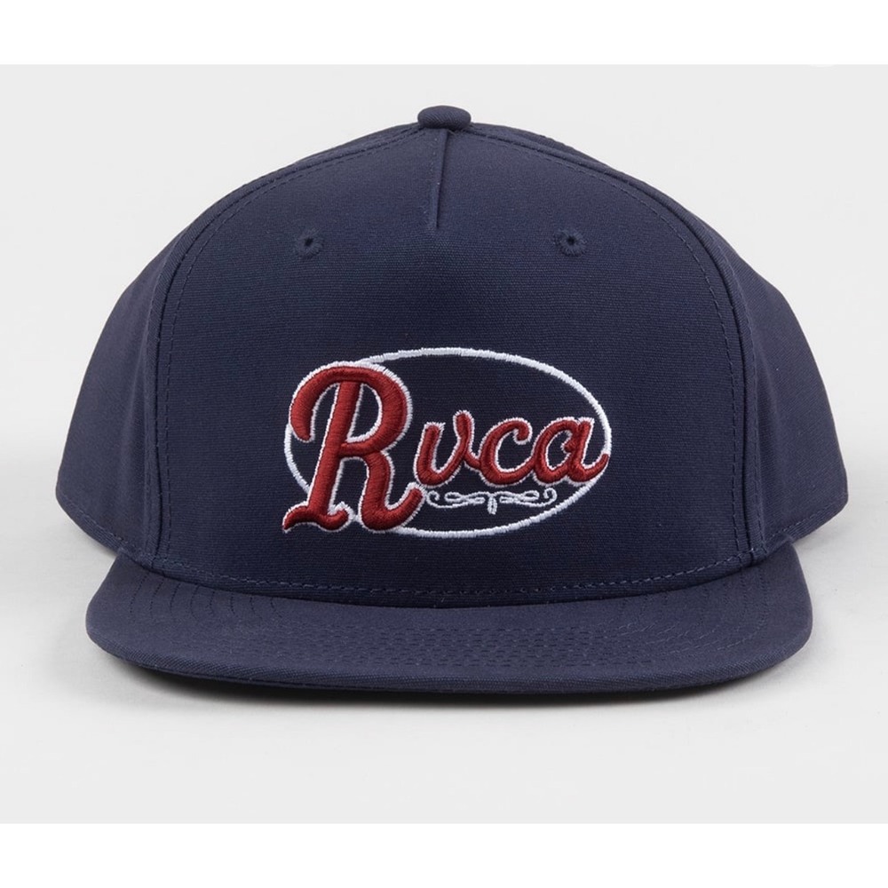 RVCA Corral Snapback Trucker Hat Navy Blue 5-Panel Flat Bill Logo Cap Adjustable